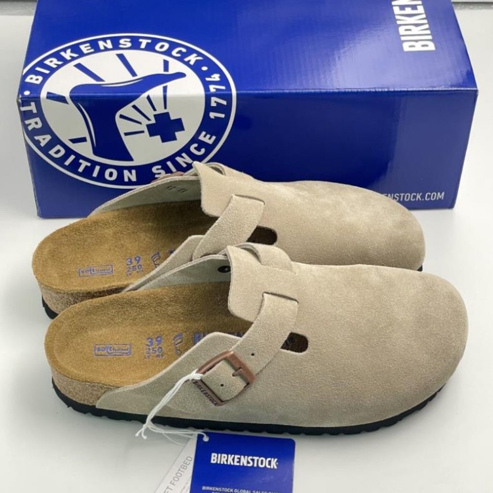 BIRKENSTOCK Boston Women's Taupe Suede Leather